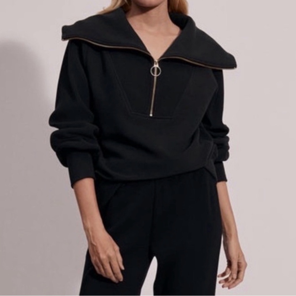 Varley Black Quarter Zip-Up Pullover